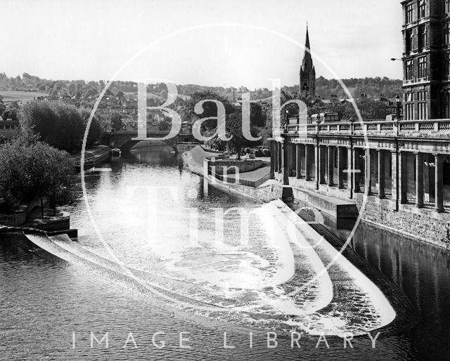 The weir at Pulteney Bridge and Grand Parade, Bath c.1973