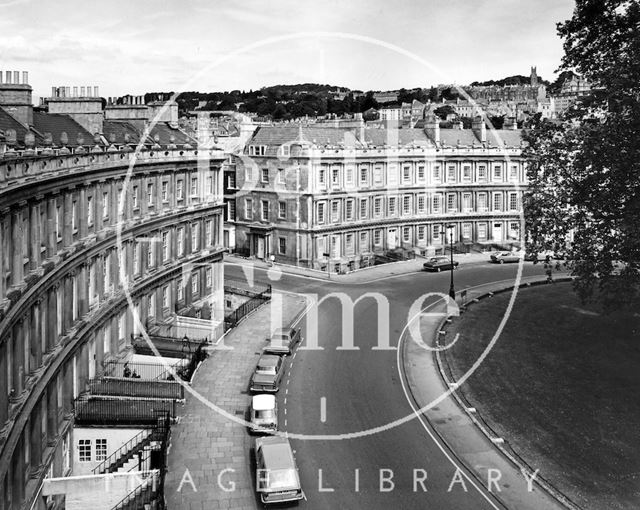 View of the Circus from the rooftops, Bath c.1973