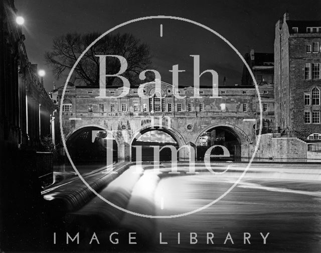 Pulteney Bridge under floodlights, Bath c.1973