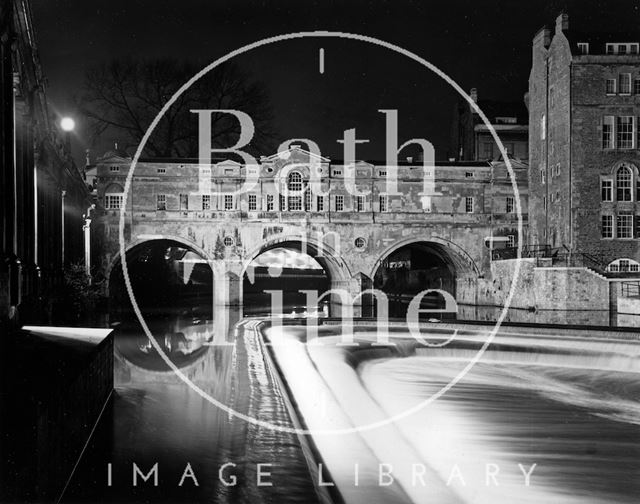 Pulteney Bridge under floodlights, Bath c.1973