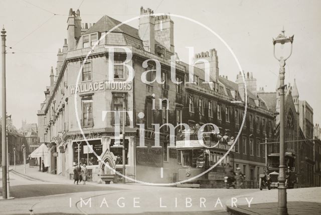 Princes Buildings looking up Broad Street to Lansdown Road, Bath c.1925 - detail