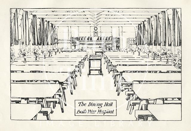 Illustration of the Dining Hall, Bath War Hospital 1917