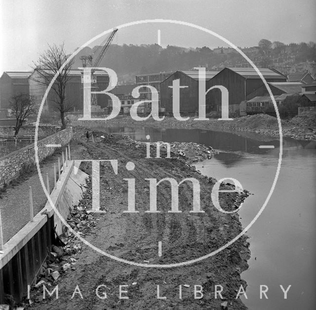 Dredging the River Avon at Green Park as part of the Flood Prevention Scheme, Bath 1972