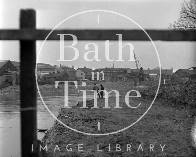 Dredging the River Avon at Green Park as part of the Flood Prevention Scheme, Bath 1972