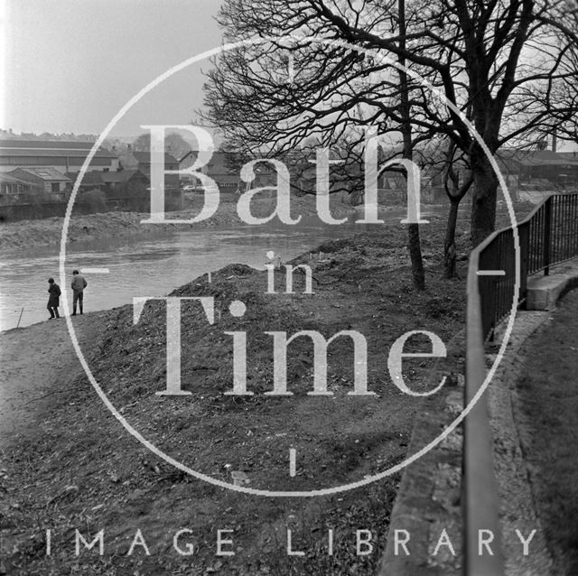 Dredging the River Avon at Green Park as part of the Flood Prevention Scheme, Bath 1972