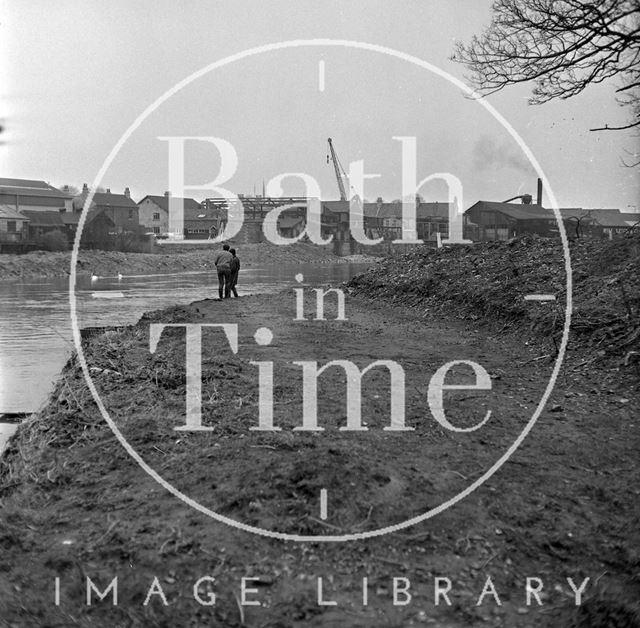 Dredging the River Avon at Green Park as part of the Flood Prevention Scheme, Bath 1972