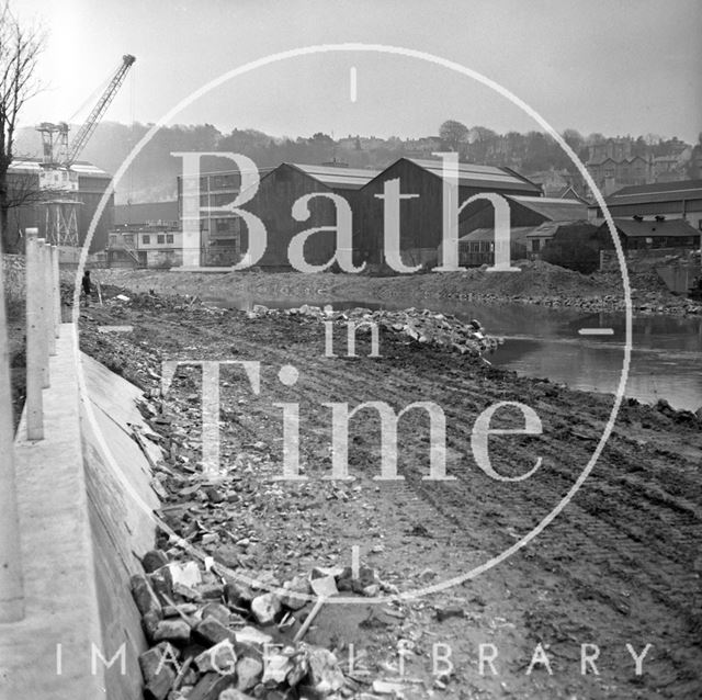 Dredging the River Avon at Green Park as part of the Flood Prevention Scheme, Bath 1972