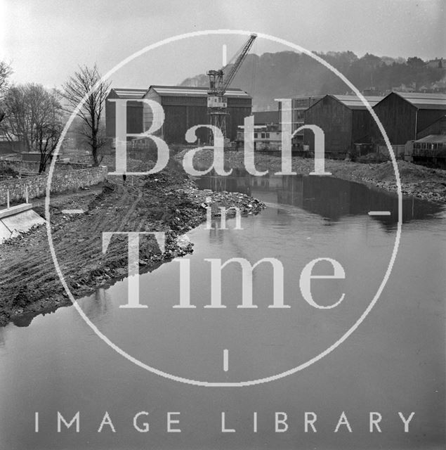 Dredging the River Avon at Green Park as part of the Flood Prevention Scheme, Bath 1972