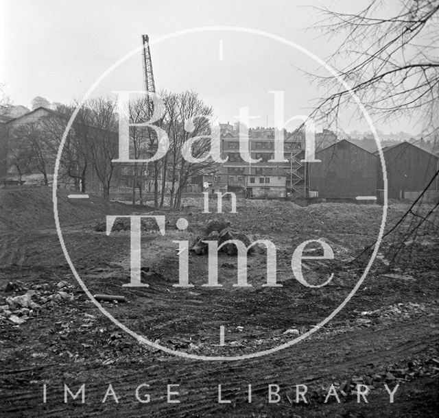 Dredging the River Avon at Green Park as part of the Flood Prevention Scheme, Bath 1972