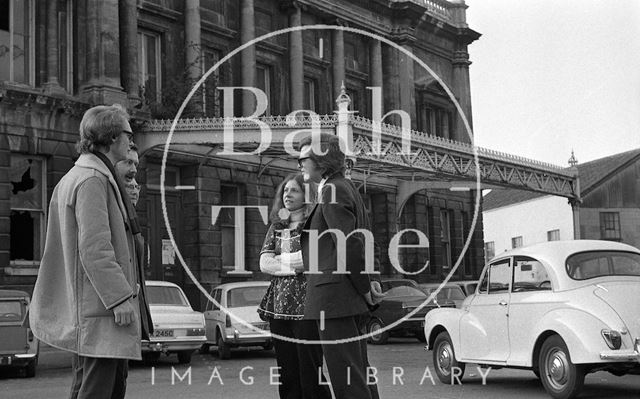 Liberal M.P. Graham Tope and his wife visiting the Green Park Station develoment site in Bath 1973