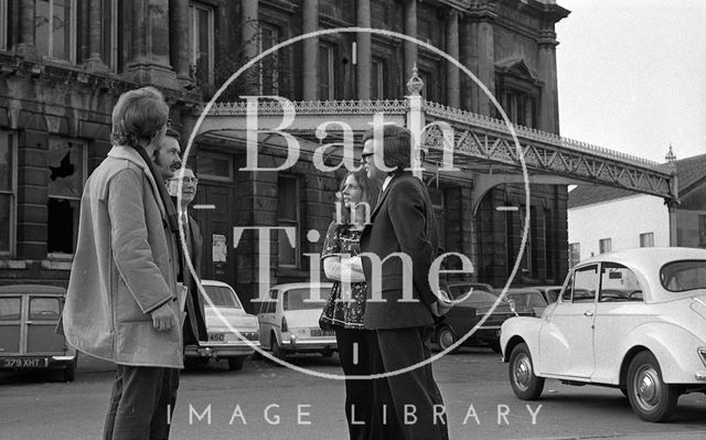 Liberal M.P. Graham Tope and his wife visiting the Green Park Station develoment site in Bath 1973