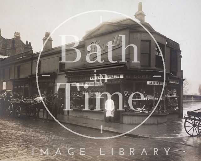 Arthur Goddard, fruiterer and greengrocer, 17 & 18, Pulteney Bridge, Bath 1903