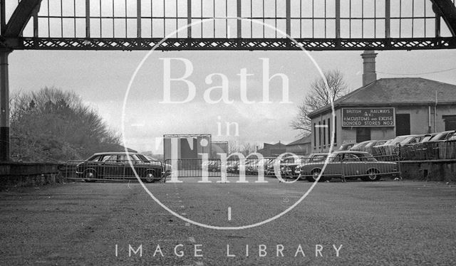 Temporary car park in Green Park Station, Bath 1975