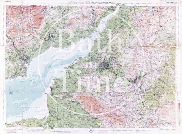 Bartholomew's half inch map of Bath and Bristol 1900