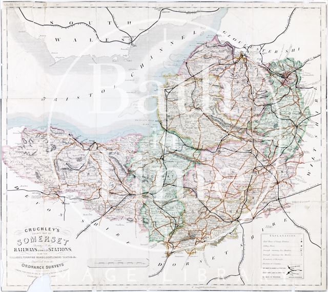 Cruchley's county map of Somerset 1883