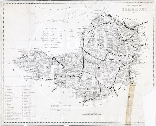 Post Office map of Somerset 1875