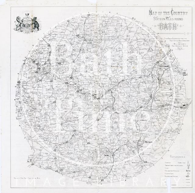 Map of the country sixteen miles around Bath c.1892-1893