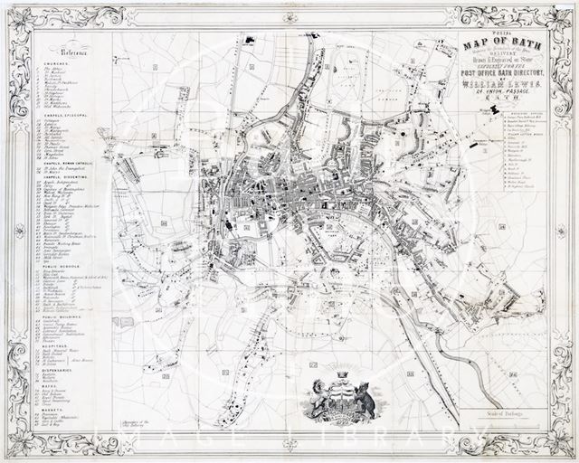 Postal Map of Bath Shewing the Boundary of the Town Delivery Drawn and engraved on Stone Expressly for the Post Office Bath Directory 1860