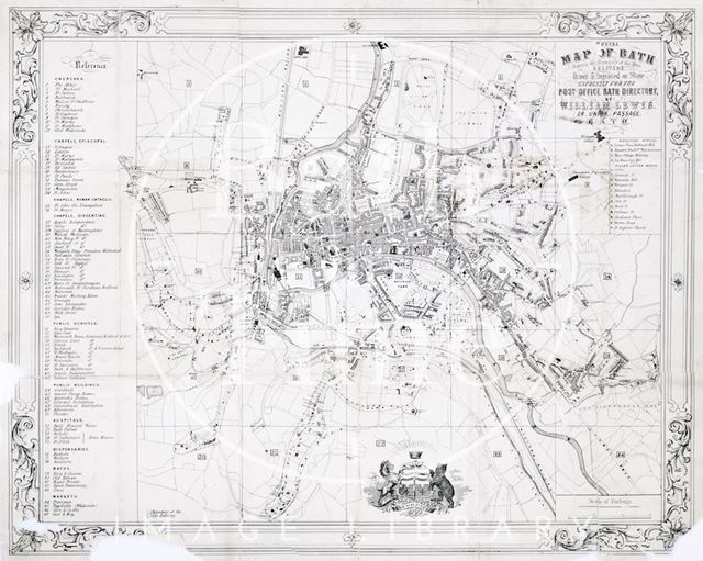 Postal Map of Bath Shewing the Boundary of the Town Delivery Drawn and engraved on Stone Expressly for the Post Office Bath Directory 1858