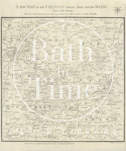 A new map of the Country Twelve miles round Bath 1824