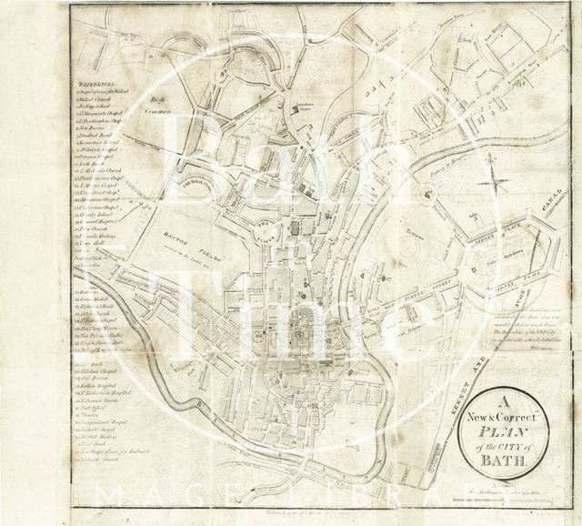 A New and Correct Plan of the City of Bath 1805