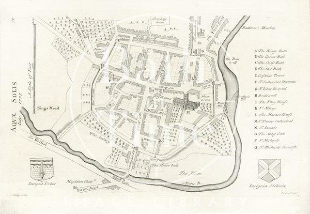 Stuckley's Map of Aquae Solis (Bath) 1723