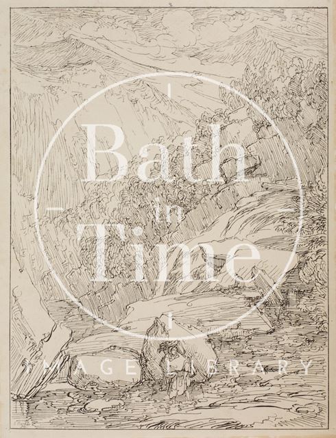 View from the summit of Rhaiadr Ddu looking towards the mountains Gwladws and Cym Yssam in Merionethshire, Wales by Thomas Barker 1814