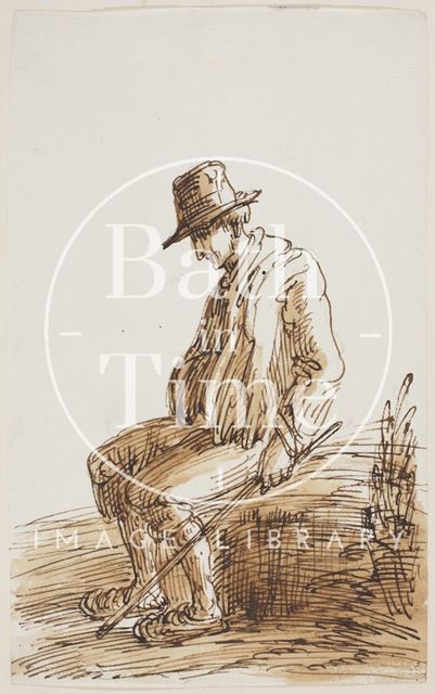 Sketch of a seated peasant by Thomas Barker (1769-1849) c.1780-1849