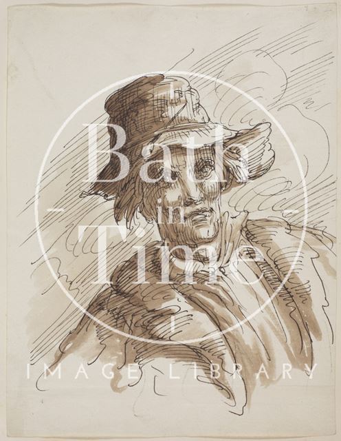 Sketch of a man with a hat by Thomas Barker (1769-1849) c.1780-1849