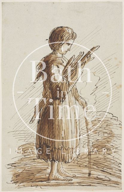 Sketch of a girl holding sticks by Thomas Barker (1769-1849) c.1780-1849