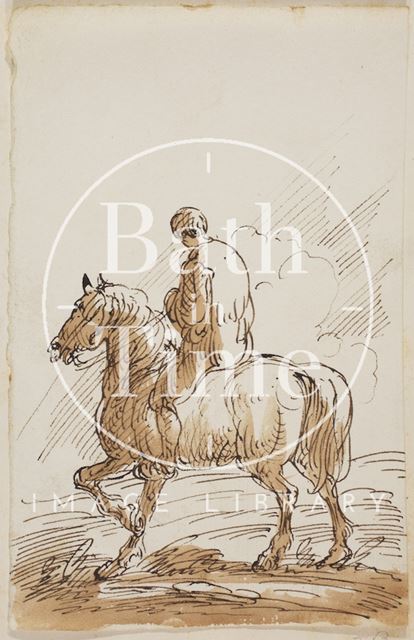 Sketch of a man on a horse by Thomas Barker (1769-1840) c.1780-1849