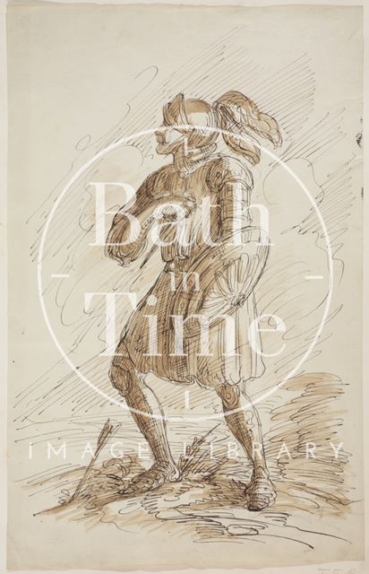 Sketch of a man in armour-The Last Stand by Thomas Jones Barker (1815-1870) c.1830-1870