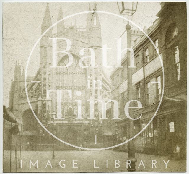 The west front of Bath Abbey, viewed from Abbey Church Yard 1849