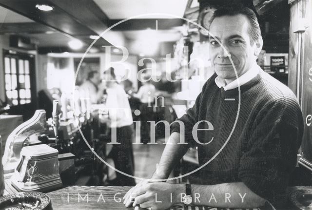 Landlord Philip Broom at the Dolphin Inn, Locksbrook Lane, Bath 1992