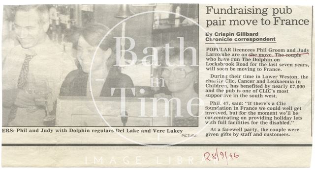 Fundraising pub pair move to Frome - Dolphin Inn, Bath 1996