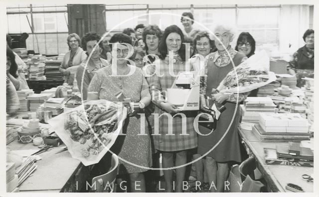 A leaving presentation at Cedric Chivers bookbinders, Bath 1973