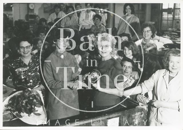 A leaving presentation at Cedric Chivers bookbinders, Bath c.1971