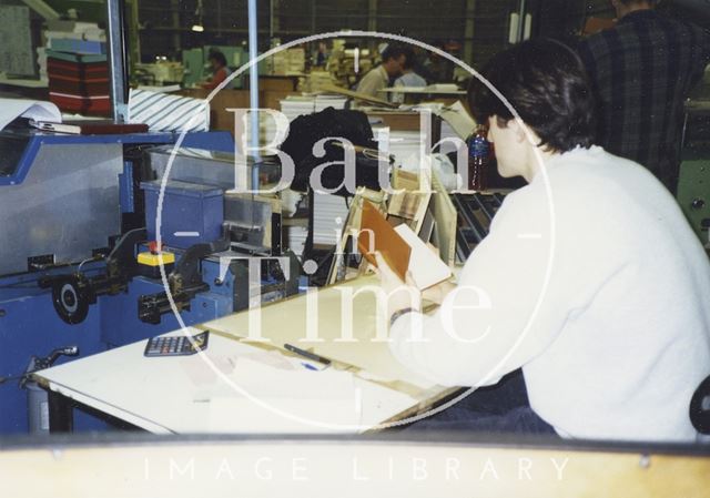 Interior of the works of Cedric Chivers bookbinders, Pucklechurch, Gloucestershire 1994