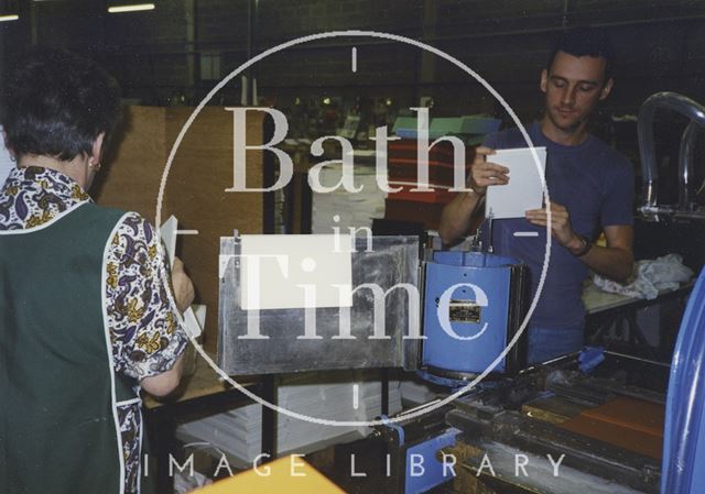 Interior of the works of Cedric Chivers bookbinders, Pucklechurch, Gloucestershire 1994