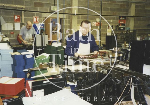 Interior of the works of Cedric Chivers bookbinders, Pucklechurch, Gloucestershire 1994