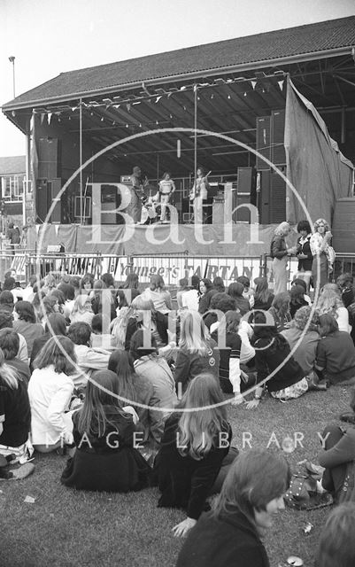 Support band for the Bay City Rollers at the Recreation Ground, Bath 1974