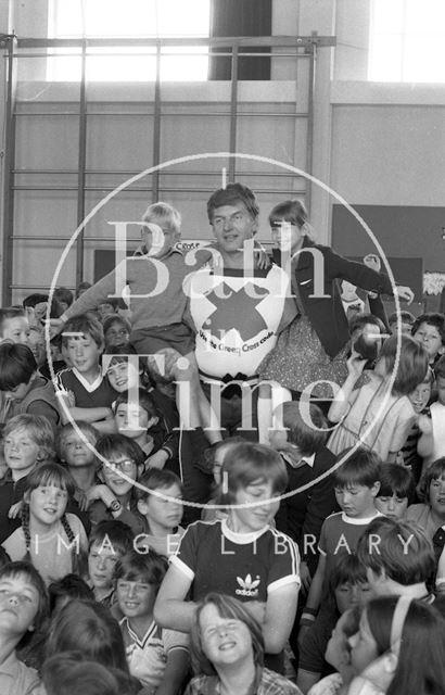 David Prowse, the Green Cross Man visits Moorlands Junior School, Bath 1981