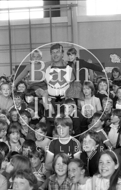 David Prowse, the Green Cross Man visits Moorlands Junior School, Bath 1981