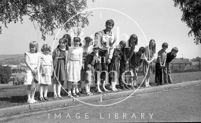 David Prowse, the Green Cross Man visits Moorlands Junior School, Bath 1981