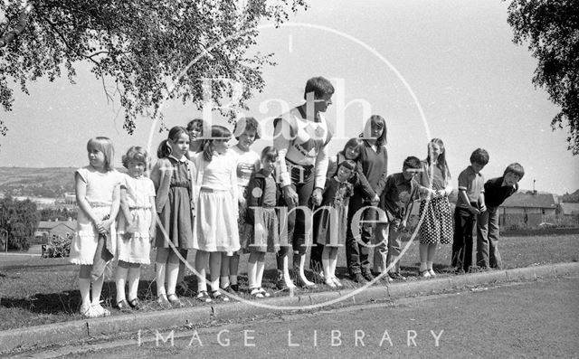 David Prowse, the Green Cross Man visits Moorlands Junior School, Bath 1981