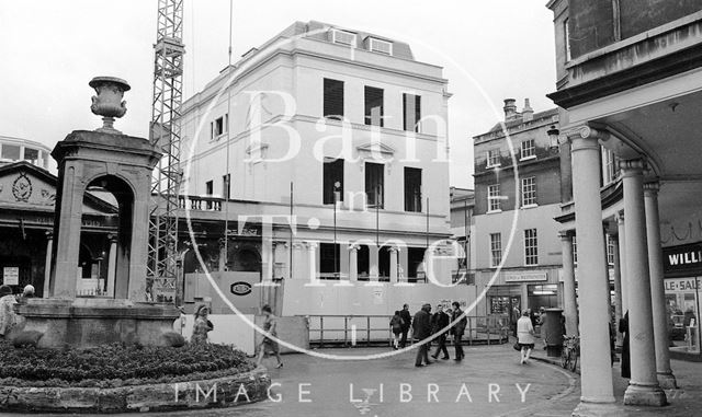 The newly built Roman Baths Shop on the corner of Stall Street and York Street, Bath 1972