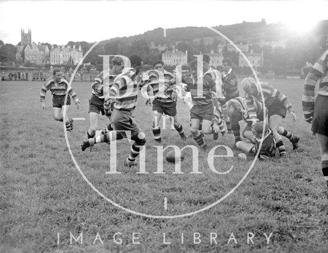 Bath Rugby vs. an unidentified team at the Recreation Ground c.1963