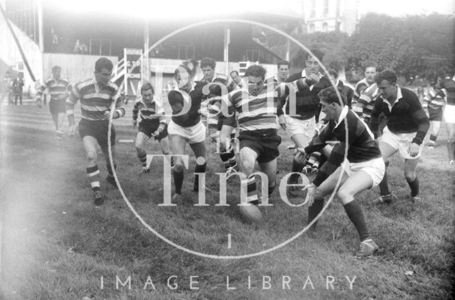 Bath Rugby vs. an unidentified team at the Recreation Ground c.1963