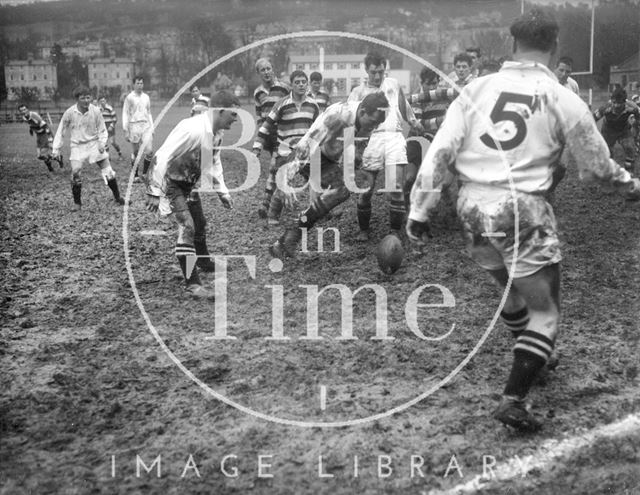 Bath Rugby vs. an unidentified team at the Recreation Ground c.1963