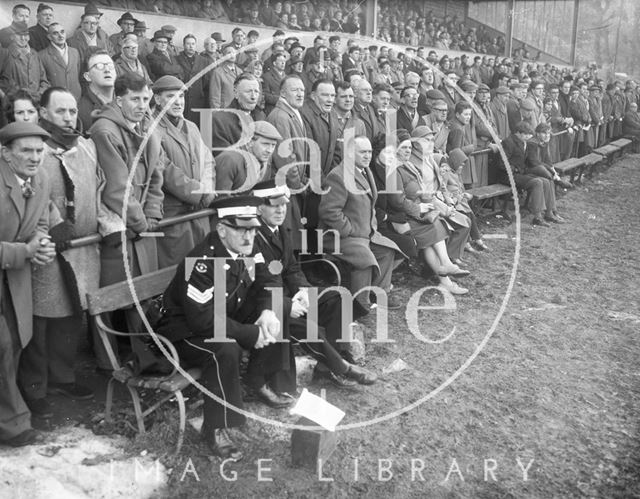 The crowd and St. John Ambulance at the Recreation Ground, Bath 1962